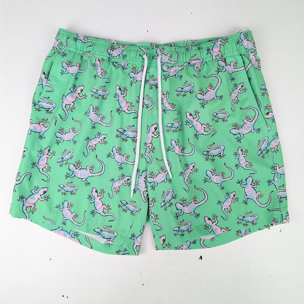 Me Undies Men's Large Green Chameleon Lizard Print Swim Shorts